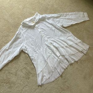 CLOTH & STONE White Frills Full Sleeve Top